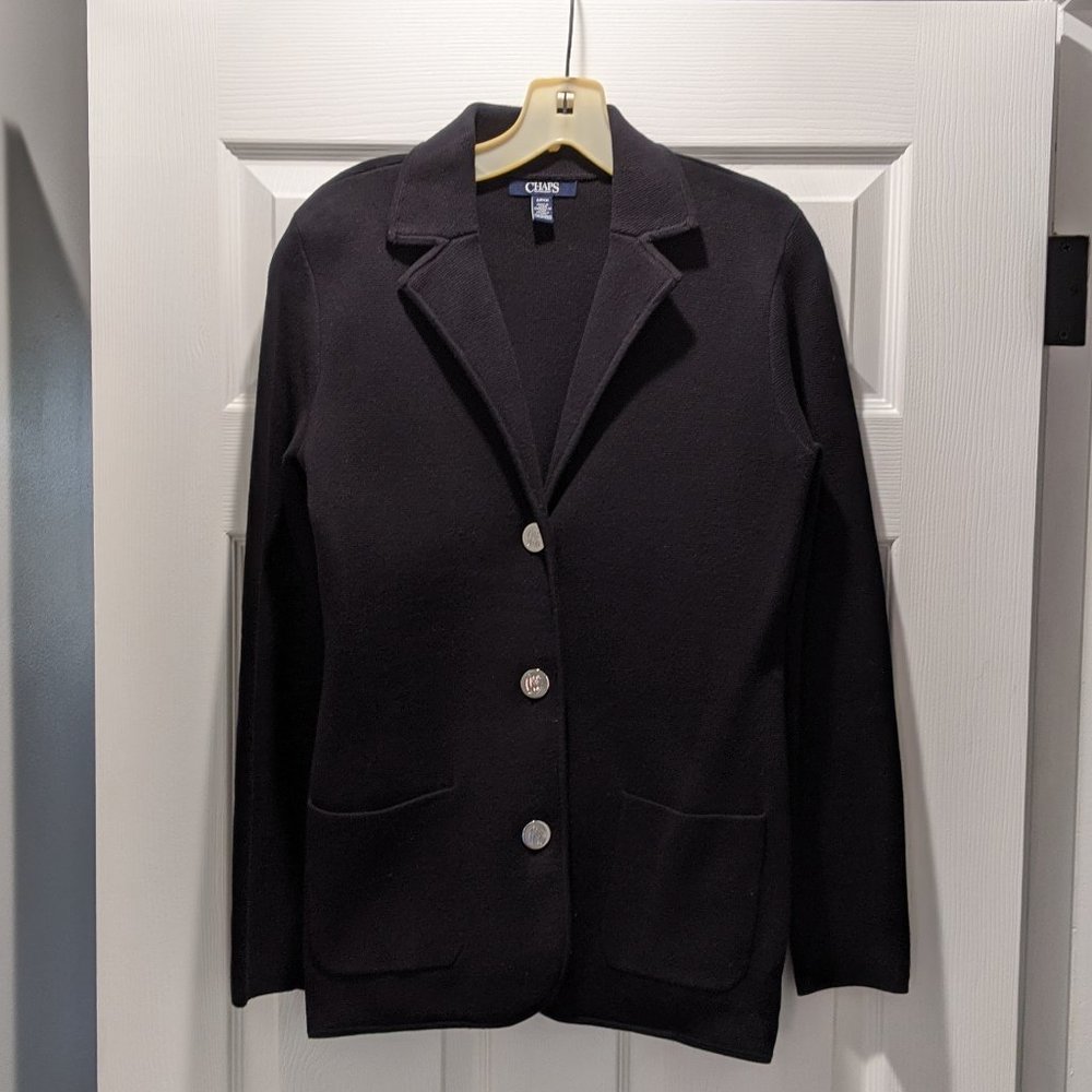 Chaps Black Knit Blazer- Size Small